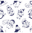 monochrome seamless pattern with cute baby vector image
