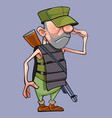 salutes cartoon male soldier in a armored vest vector image