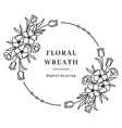 floral wreath flower circle monogram vector image vector image