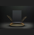 3d realistic empty gold and black cylinder podium vector image