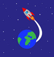 rocket launch from planet earth vector image