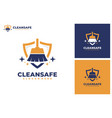 safe cleaning with shield logo service vector image