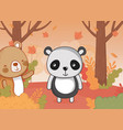 cute animal foliage hello autumn vector image