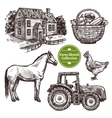 farm hand drawn sketch set vector image
