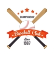 poster baseball crossed bats and ball stars vector image