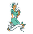 tattoo style icon a pinup girl drinking vector image vector image