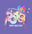 2019 happy new year design card with kids vector image