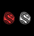 dragon logo in a round shape on a dark background vector image vector image