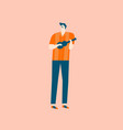 guitar player cartoon character in mid century vector image vector image