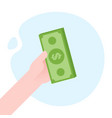 hand holding money banknotes flat payment concept vector image