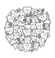 cute teeth circle shape coloring page doodle vector image vector image