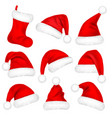 christmas santa claus hats with fur set sock new vector image