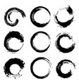 black circles shape brush strokes set vector image