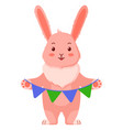 rabbit with garland on white background vector image