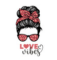 messy bun girl with and glasses vector image