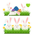 cartoon character easter bunnies and eggs vector image