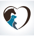 veterinarian heart animal love horsedog and cat vector image