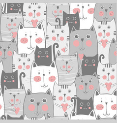 Cute cats colorful seamless pattern background Vector Image
