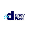 d letter lowercase pixel mark digital 8 bit logo vector image vector image