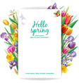 arrangement with multicolor spring flowers vector image