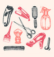barber equipment - of hand drawn vector image