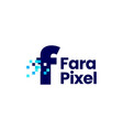 f letter lowercase pixel mark digital 8 bit logo vector image vector image