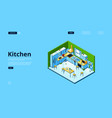 home kitchen isometric landing empty interior vector image vector image
