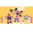 strong and powerful wrestlers in ring vector image vector image