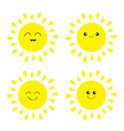 sun shining icon set kawaii face with different vector image
