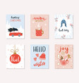 set of 6 merry christmas and happy new year gift vector image vector image