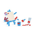 3d realistic tools for paint easel tube vector image