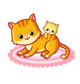 cute cat with a kitten on a white background vector image