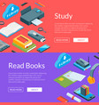 isometric online education icons web banner vector image vector image