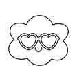 cloud with heart sunglasses black and white vector image
