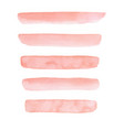 set of hand painted peach pink watercolor brushes vector image vector image