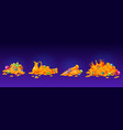 cartoon set of treasure piles isolated on blue vector image