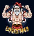 santa claus christmas gym muscle bodybuilding vector image