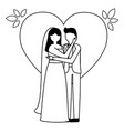 couples wedding bride and groom love heart vector image