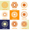 abstract sun logo icon set in linear style vector image