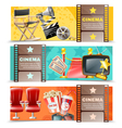 cinema movie 3 horizontal retro banners vector image