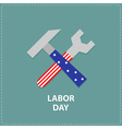 labor day wrench key and hammer icon vector image