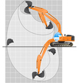 working range of an excavator vector image vector image