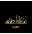 gold silhouette of boston on black background vector image