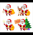cheerful santa claus set of four poses vector image
