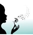girl blow dandelion vector image vector image
