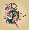 sailor girl us navy pin-up girl version vector image
