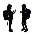 child with tablet silhouette in black color vector image