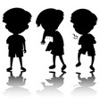 set kids silhouette with reflex on white vector image vector image