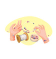 woman hands making craft jewelry of beads vector image vector image