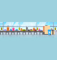baggage carousel in airport different suitcases vector image